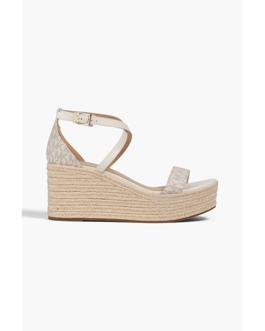 MICHAEL Michael Kors Canvas Serena Logoprint Leather Wedge Espadrille