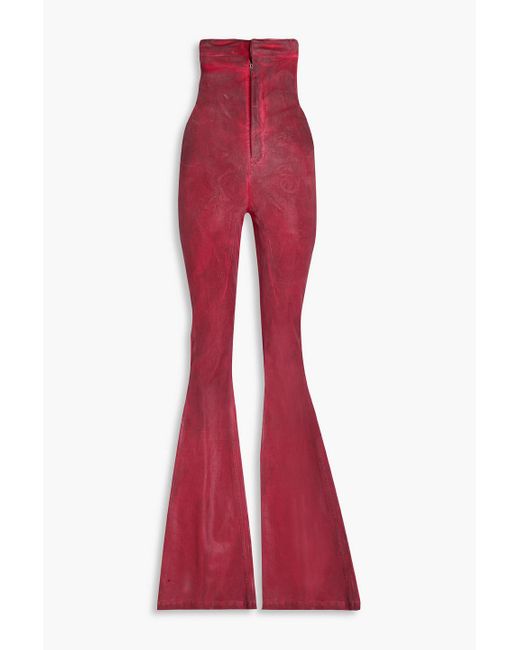 Rick Owens Waxed High-Rise Flared Jeans