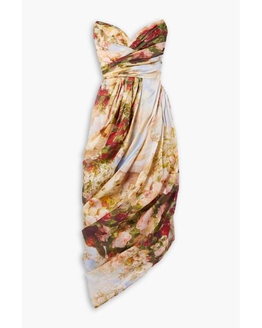 zimmermann laurel asymmetric linen midi dress linen day midi dress main image 0