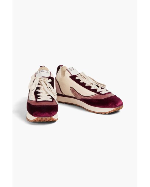 Zimmermann Pink Color-block Velvet And Stretch-knit Sneakers