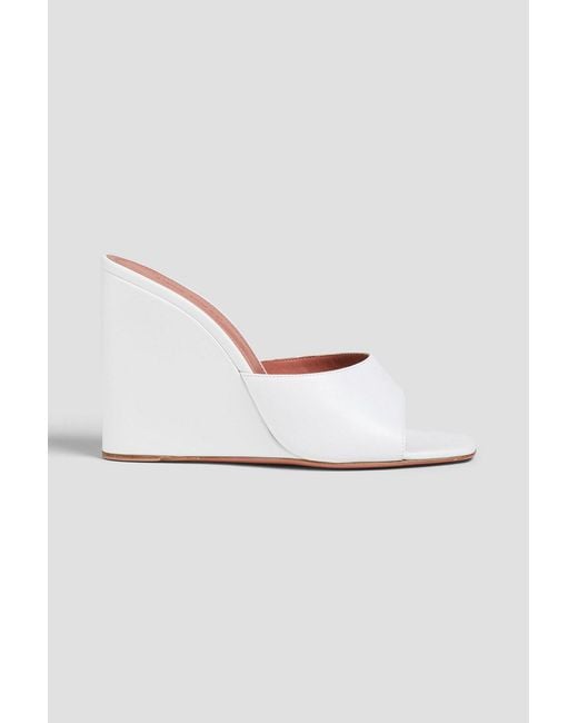 AMINA MUADDI White Lupita Leather Wedge Mules