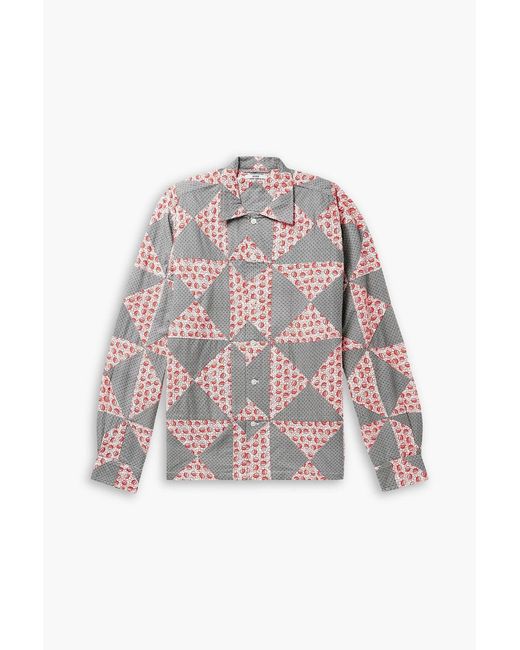 Bode White Deco Puzzle Patchwork Printed Cotton-Poplin Shirt for men