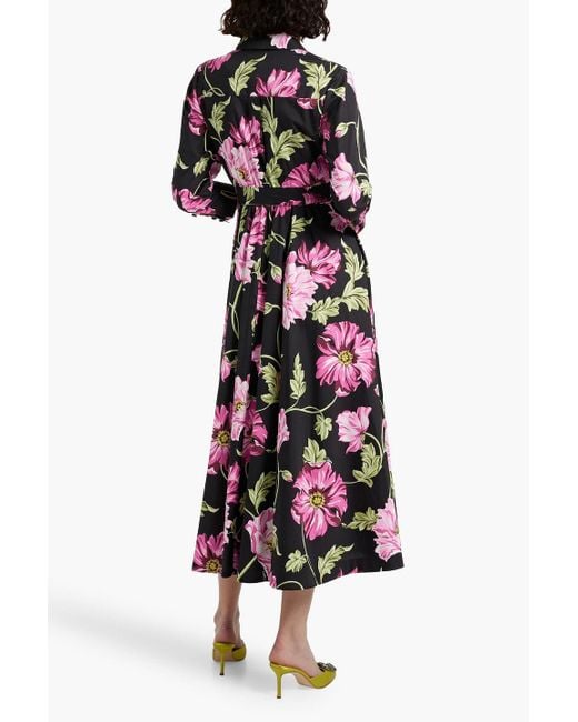Diane von Furstenberg White Blaine hemdkleid aus popeline aus einer baumwollmischung mit floralem print und gürtel in midilänge