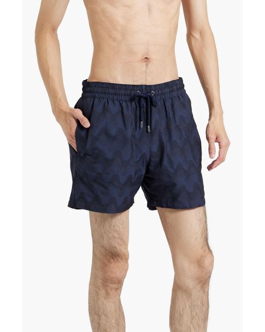Frescobol Carioca Blue Mid-length Jacquard Swim Shorts for men