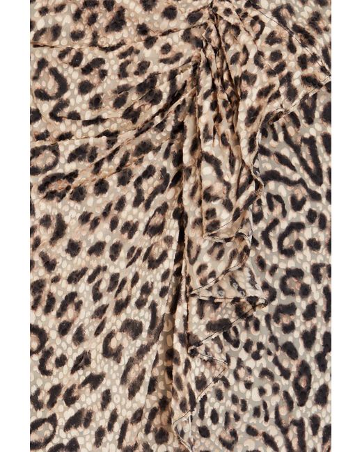 IRO Multicolor Marwa Wrap-effect Leopard-print Fil Coupé-voile Skirt