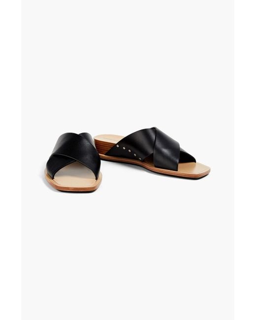 Fabiana Filippi Black Studded Leather Mules