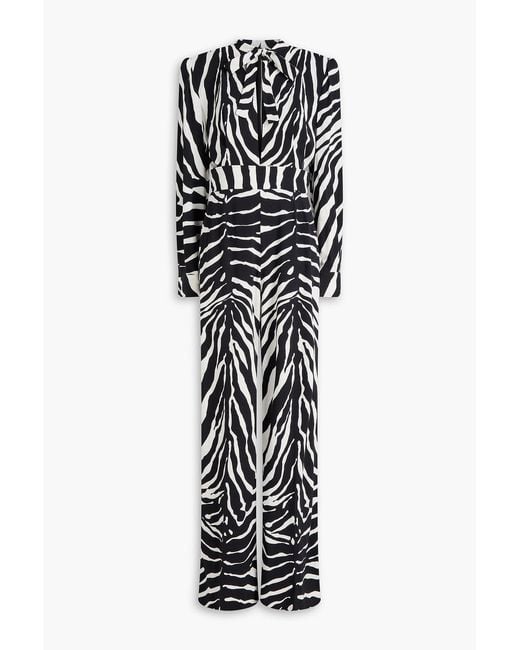 Dolce & Gabbana Black Zebra-Print Crepe Wide-Leg Jumpsuit