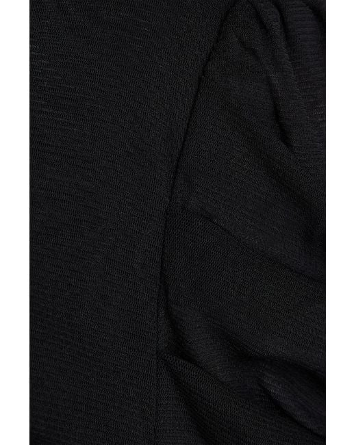 Diane von Furstenberg Black Remy Ruched Mesh Top