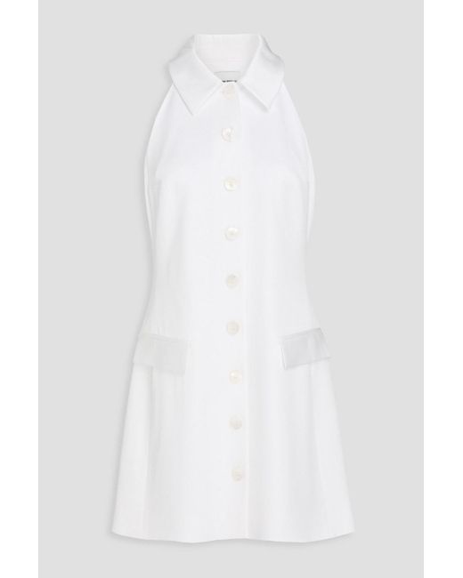 Claudie Pierlot White Satin-Crepe Mini Shirt Dress
