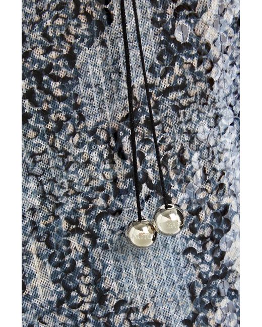 16Arlington Blue Solaria Sequined Snake-print Mesh Mini Dress