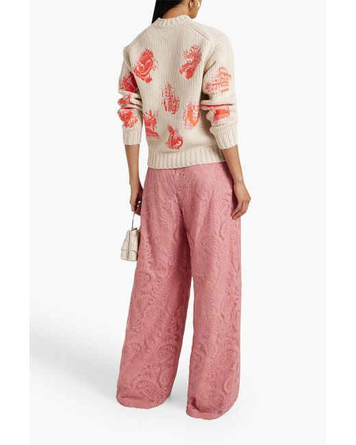 Zimmermann Pink Lace Wide-leg Pants