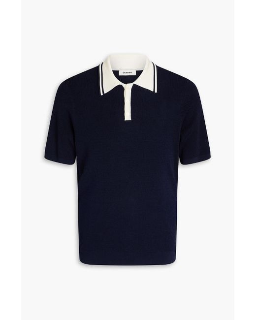 Sandro Blue Knitted Polo Shirt for men