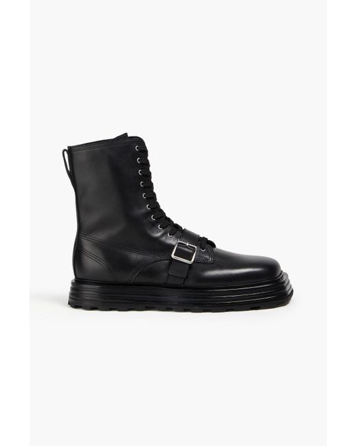 Jil Sander Black Buckled Leather Boots for men