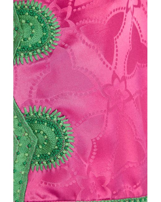 Saloni Pink Tabitha Silk-Jacquard Maxi Dress