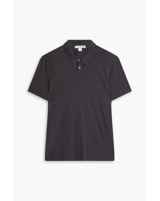 James Perse Black Slub Cotton And Linen-blend Jersey Polo Shirt for men