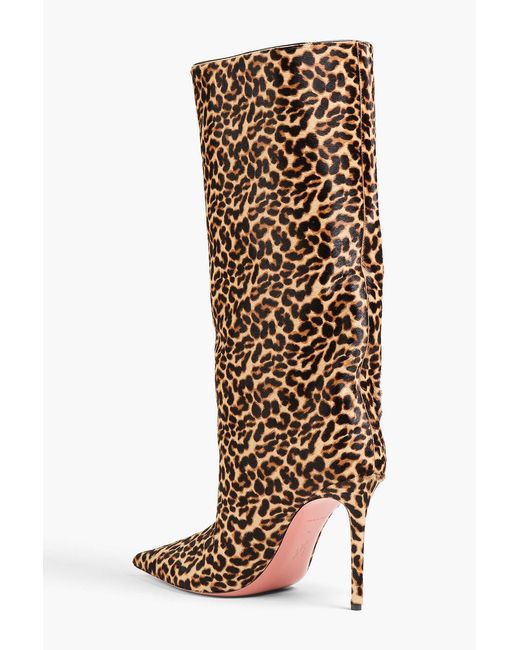 AMINA MUADDI Brown Fiona Leopard-print Calf Hair Knee Boots