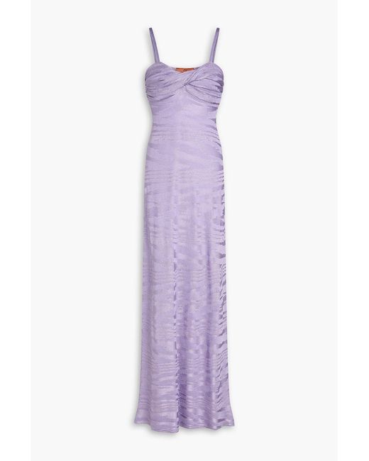 Missoni Purple Metallic Crochet-Knit Maxi Dress