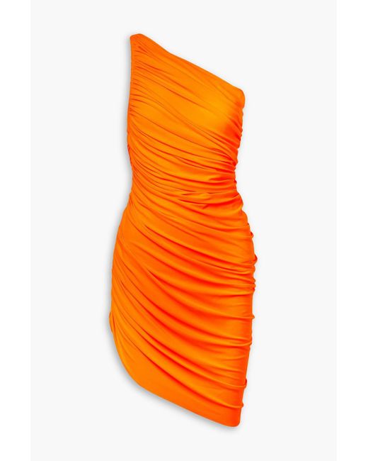 Norma Kamali Orange Diana One-shoulder Ruched Stretch-jersey Dress