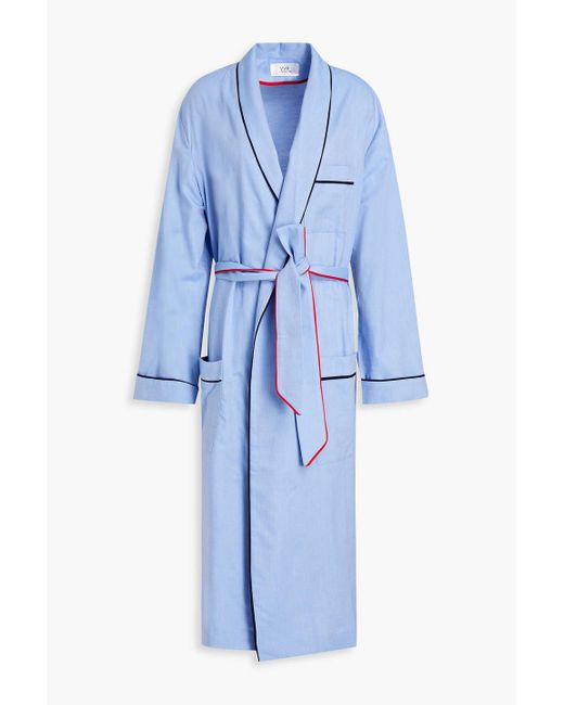 Victoria Beckham Blue Pipe-trimmed Cotton Robe