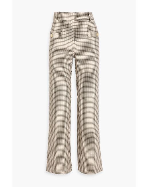 10 Crosby Derek Lam Women's Natural Gille Checked Tweed Flared Pants