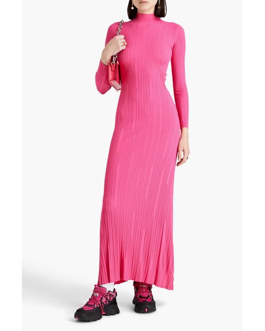 Jacquemus Pink Lenzuolo Ribbed-knit Turtleneck Maxi Dress