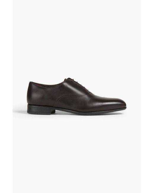 Ferragamo Black Leather Oxford Shoes for men