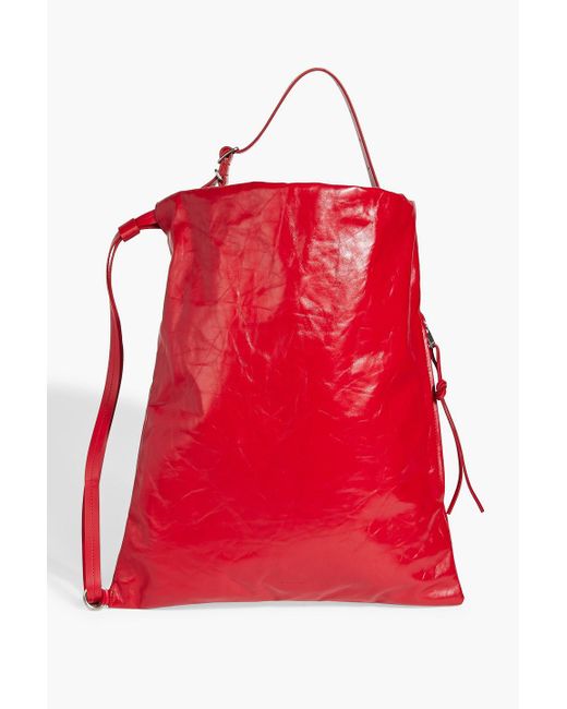 Jil Sander Red Crinkled-leather Backpack