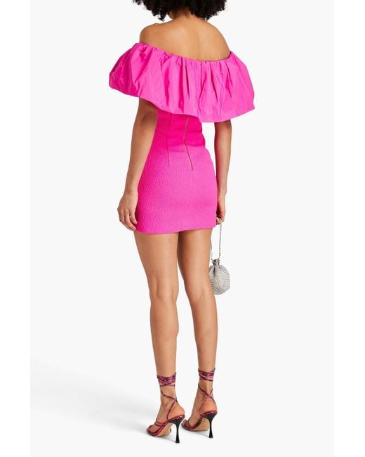 Rebecca Vallance Pink Cecily Off-the-shoulder Taffeta And Cloqué Mini Dress