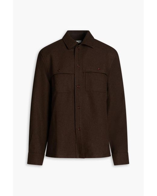 Sandro Brown Wool-blend Flannel Overshirt for men