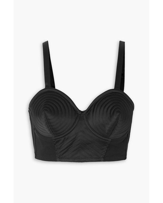 Jean Paul Gaultier Black Iconic Cropped Duchesse-satin Bustier Top