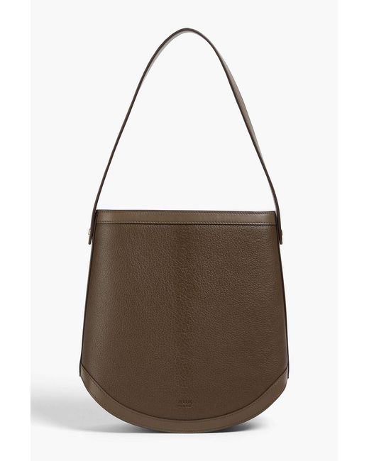 SAVETTE Brown Pebbled-Leather Shoulder Bag
