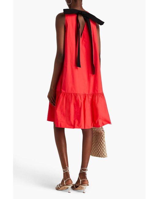 Roksanda Red Woven Cotton-poplin Mini Dress
