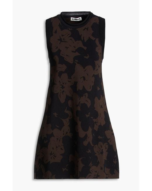 Jil Sander Black Jacquard-Knit Mini Dress