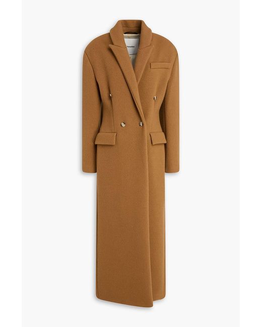 Nanushka Brown Double-breasted Wool-blend Felt Coat