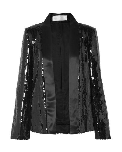Victoria, Victoria Beckham Black Sequined Satin Jacket