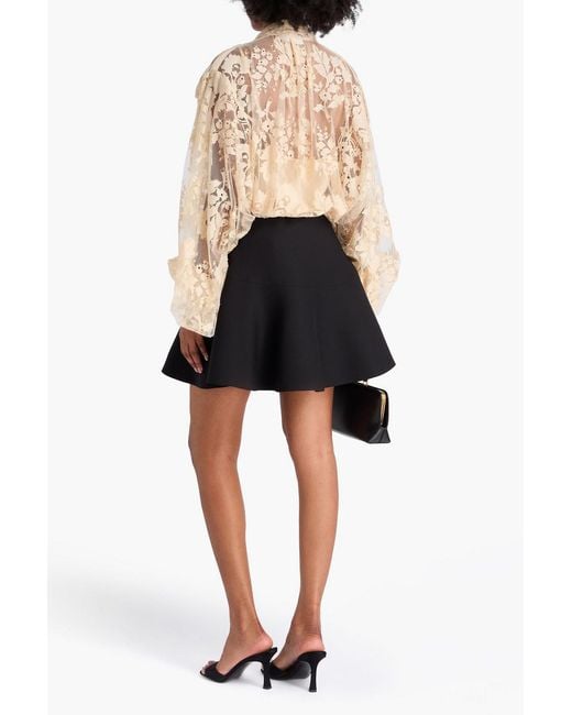 Zimmermann Natural Pussy-bow Cotton-blend Corded Lace Blouse