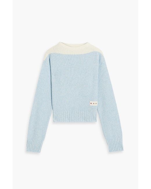 Marni Blue Two-tone Wool Sweater