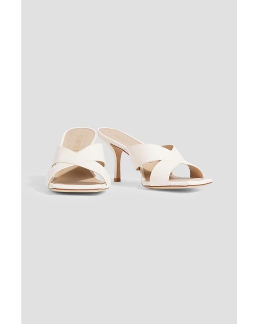 Stuart Weitzman White Carmen 75 Leather Mules