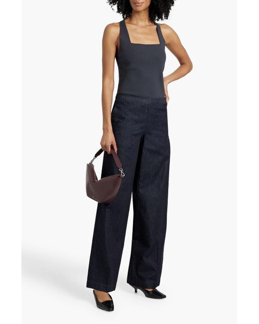 Vince Blue Cotton-Chambray Wide-Leg Pants