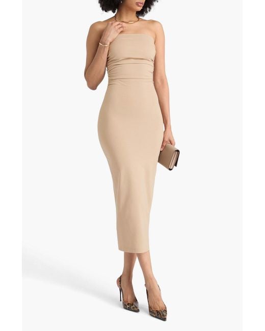 Dolce & Gabbana Natural Appliquéd Draped Jersey Midi Dress