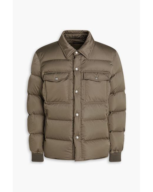 Tom Ford Brown Leather-Trimmed Quilted Padded Shell Down Jacket for men
