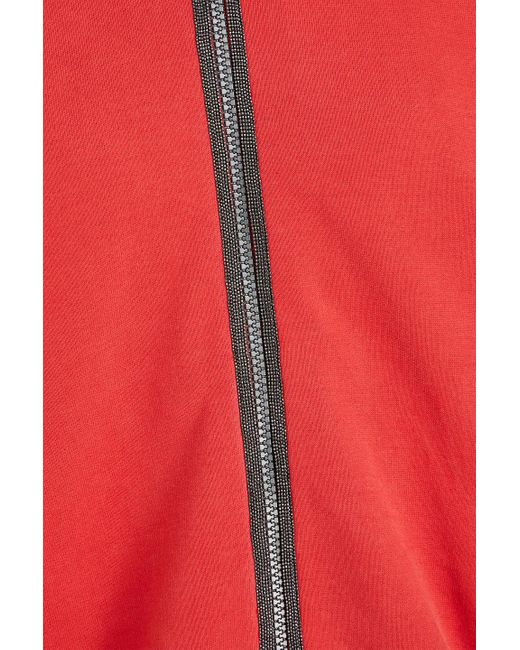 Brunello Cucinelli Red Bead-embellished French Cotton-terry Jacket