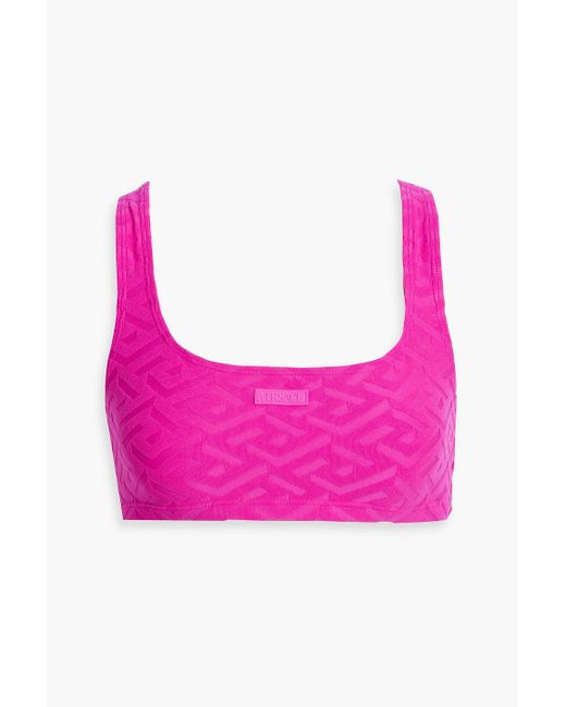Versace Pink Stretch-jacquard Bikini Top