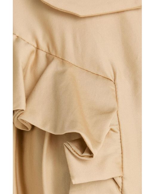 Farm Rio Natural Ruffled Stretch-Cotton Poplin Mini Shirt Dress