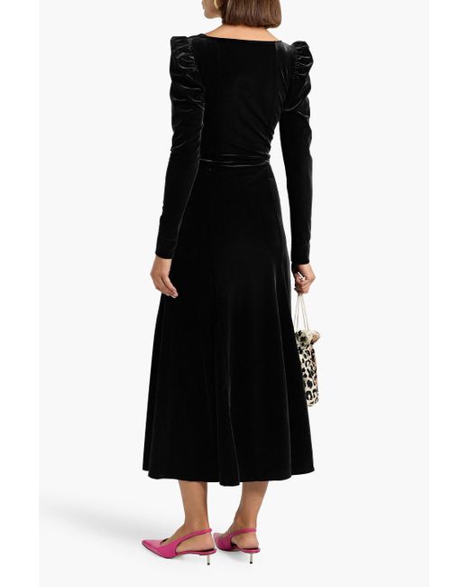 Ganni Black Velvet Midi Dress