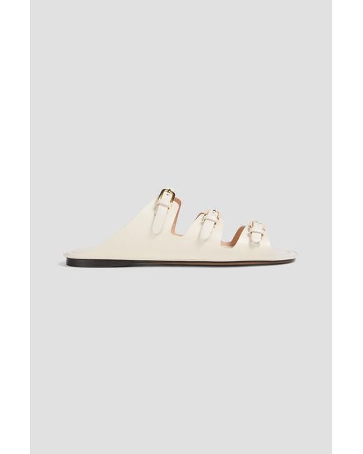 Sandro White Buckled Leather Sandals