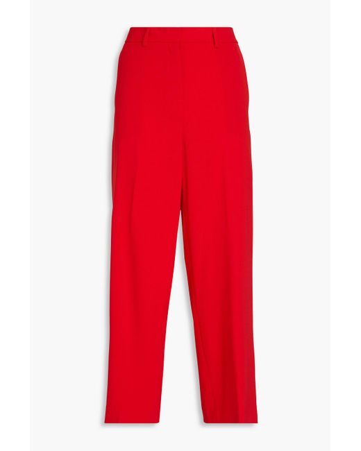 Theory Red Cropped Crepe Straight-leg Pants