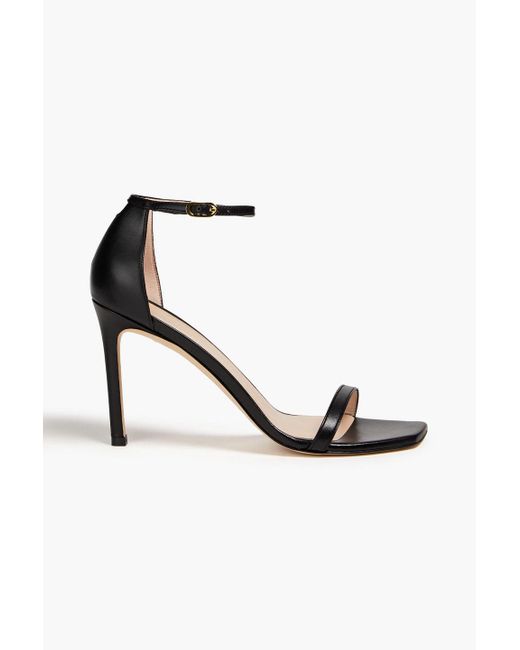 Stuart Weitzman Black Amelina 95 Leather Sandals