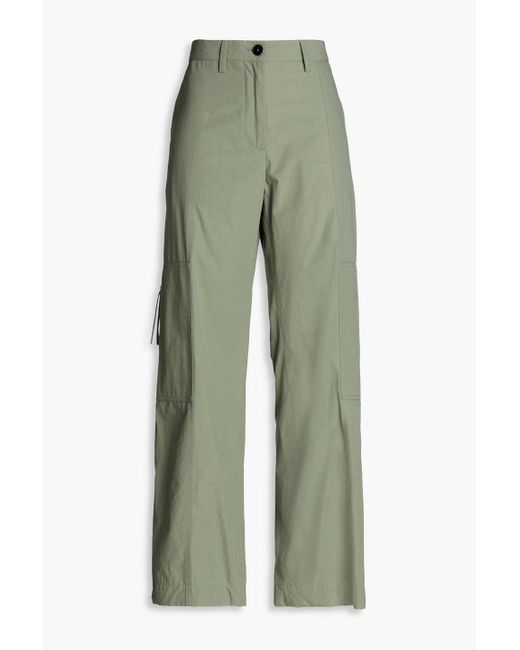 Jil Sander Green Cotton Cargo Pants