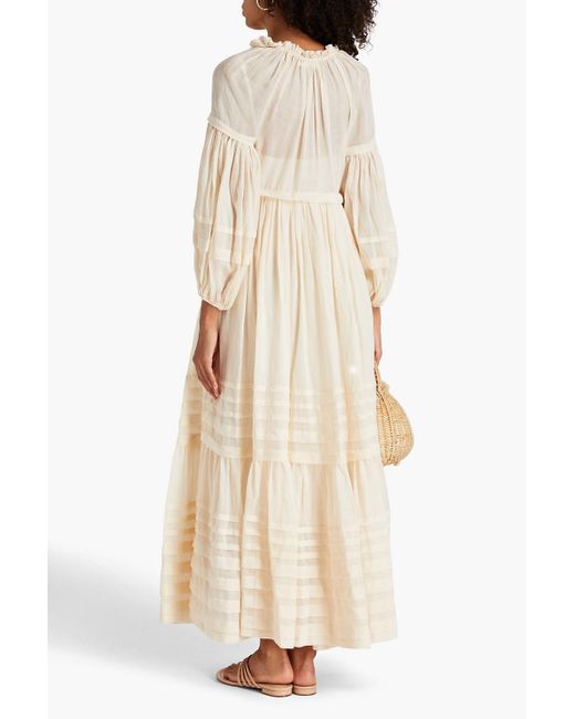 Zimmermann Natural Tiered Ramie-gauze Maxi Dress